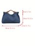 Medium Tote Bag Double Handle Solid Color Denim Denim Bag