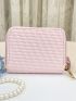 Embossed Detail Small Wallet PU Pink With Zipper