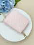 Embossed Detail Small Wallet PU Pink With Zipper