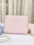 Embossed Detail Small Wallet PU Pink With Zipper