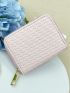 Embossed Detail Small Wallet PU Pink With Zipper