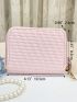 Embossed Detail Small Wallet PU Pink With Zipper