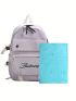 Letter Graphic Classic Backpack Release Buckle Decor Preppy