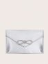 Metallic Envelope Bag Bow & Rhinestone Decor, Perfect Bride Purse For Wedding, Prom & Party Events