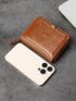 Fashion Retro Minimalism Men PU Letter Graphic Zip Around Wallet