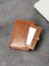 Fashion Retro Minimalism Men PU Letter Graphic Zip Around Wallet