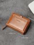 Fashion Retro Minimalism Men PU Letter Graphic Zip Around Wallet