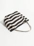 Two Tone Shopper Bag Striped Pattern Casual