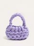 Braided Design Satchel Bag Purple