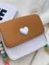 Mini Flap Square Bag Colorblock Heart Decor Beaded Strap