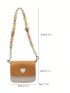 Mini Flap Square Bag Colorblock Heart Decor Beaded Strap