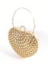 Mini Novelty Bag Rhinestone Decor Heart Design Glamorous, Perfect Bride Purse For Wedding, Prom & Party Events