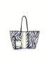 Zebra Striped Pattern Shoulder Tote Bag Striped Pattern With Coin Purse