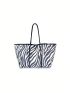 Zebra Striped Pattern Shoulder Tote Bag Striped Pattern With Coin Purse