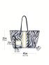 Zebra Striped Pattern Shoulder Tote Bag Striped Pattern With Coin Purse