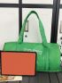 Small Travel Bag Letter Graphic Green Sporty