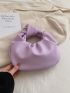 Medium Ruched Bag Minimalist Purple Knot Design Handle