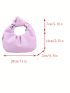 Medium Ruched Bag Minimalist Purple Knot Design Handle