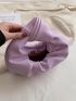 Medium Ruched Bag Minimalist Purple Knot Design Handle