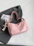 Medium Minimalist Hobo Bag With Cartoon Rabbit Bag Charm