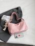 Medium Minimalist Hobo Bag With Cartoon Rabbit Bag Charm