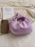 Medium Ruched Bag Minimalist Purple Knot Design Handle