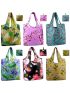 BeeGreen 6 Pack Floral Foldable Washable Grocery Reusable Bags Xlarge Reusable Grocery Bags Reusable Shopping Tote Bags Shopping Gift Bags for Groceries Polyester Fabric