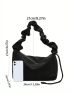 Minimalist Hobo Bag Black Drawstring Detail