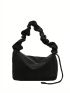 Minimalist Hobo Bag Black Drawstring Detail