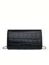 Mini Flap Square Bag Crocodile Embossed Minimalist Black