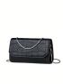 Mini Flap Square Bag Crocodile Embossed Minimalist Black