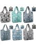 BeeGreen Reusable Grocery Bags 6 Pack Foldable Tote Bag For Women w Pouch Bulk X-Large 50Lbs Machine Washable Nylon Fabrics Grocery Bags Durable Waterproof for Men Shopping Bags Cute Tote Bag Penguin