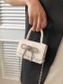 Mini Flap Square Bag Rhinestone & Bow Decor