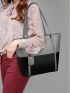 Medium Shoulder Tote Bag Colorblock With Bag Charm Zipper