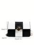 Small Flap Square Bag Two Tone Metal Decor