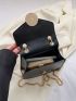 Mini Flap Square Bag Metal Decor Chain Strap Black