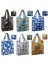 BeeGreen Cat Shopping Bags Reusable Dog Grocery Bags Large 50LBS Durable Machine Washable Ripstop FoldIng into Pouch 6 Pack Elephant Giraffe Alpaca