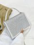 Small Square Bag White Studded Decor Top Handle