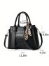 Crocodile Embossed Top Handle Bag Twilly Scarf Decor Black