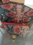 Snakeskin Embossed Square Bag Studded Decor Funky