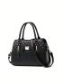 Quilted Top Handle Bag Double Handle Black Elegant