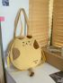 Cat Design Shoulder Tote Bag Cute Circle Bag