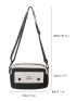 Letter Graphic Square Bag Small Zipper Color Block Casual