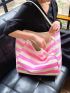 Striped Pattern Shopper Bag Double Handle Casual