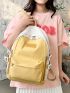 Letter Patch Decor Classic Backpack Medium Zipper