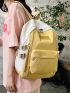 Letter Patch Decor Classic Backpack Medium Zipper