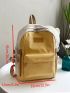 Letter Patch Decor Classic Backpack Medium Zipper