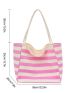 Striped Pattern Shopper Bag Double Handle Casual