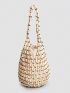 Beaded Shoulder Bag Hollow Out Design With Inner Pouch