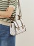 Geometric Pattern Square Bag Small Flap Top Handle